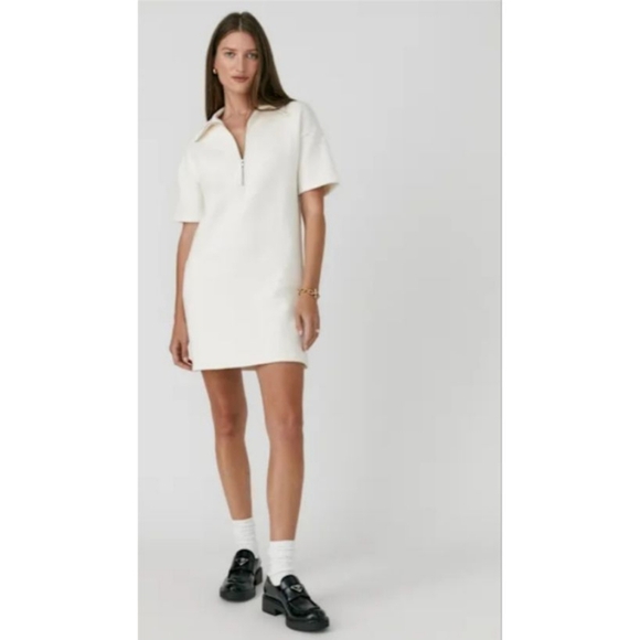 Reformation Hampton Sweat Dress Cotton With Fleece Lining In Cream Size Medium - Picture 1 of 10